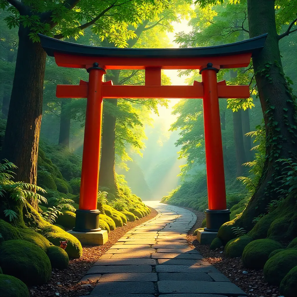 Vibrant Fushimi Inari Torii Amid Kyoto Greenery
