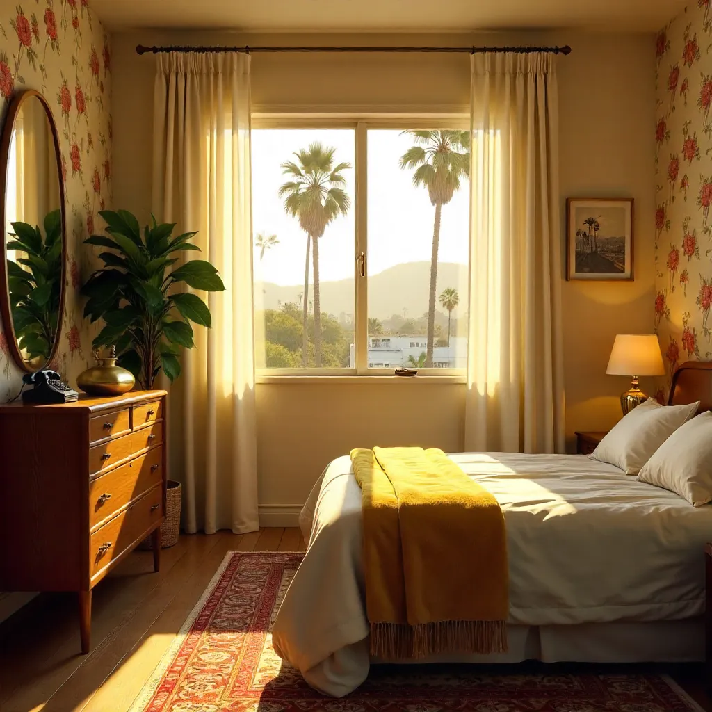 Golden LA Sunrise in a Vintage Bedroom
