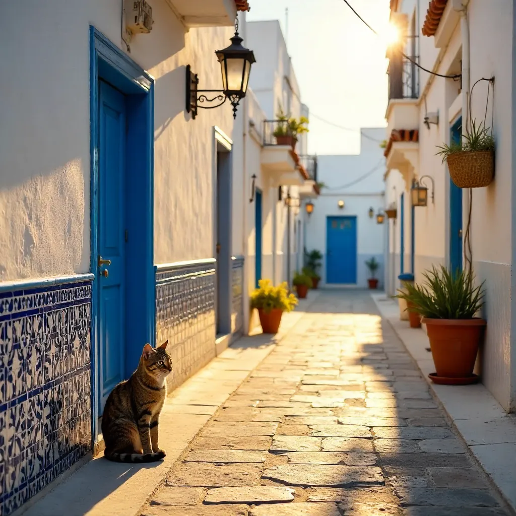 Serene Cat on a Sunlit Asilah Street
