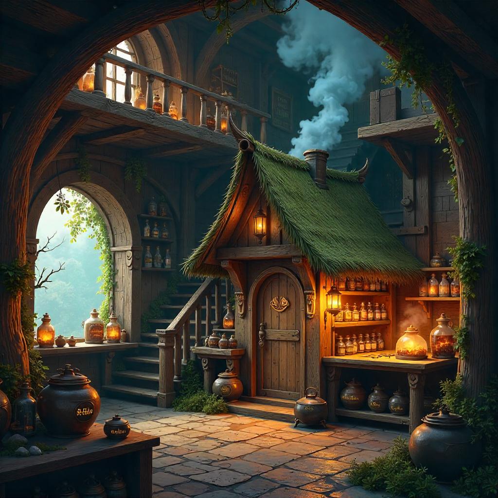 Hut Inside a Potion Shop — Concept Art