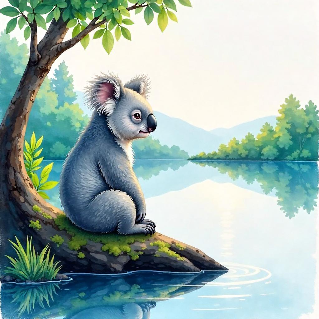 Koala by the Lake in Watercolor