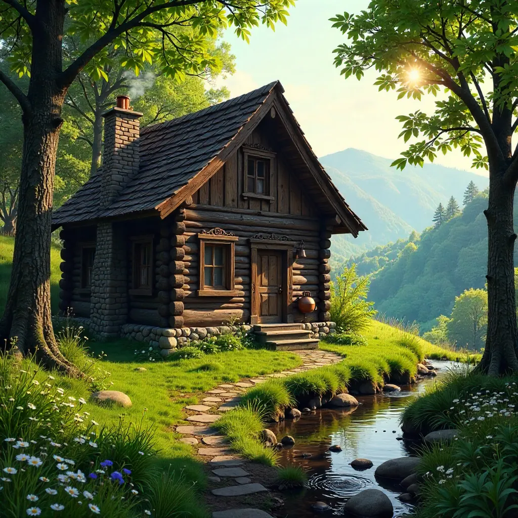 Rustic Hungarian Forest Cabin in Lush Greenery