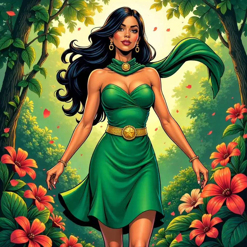 Latina Garden Hero in Comic Style