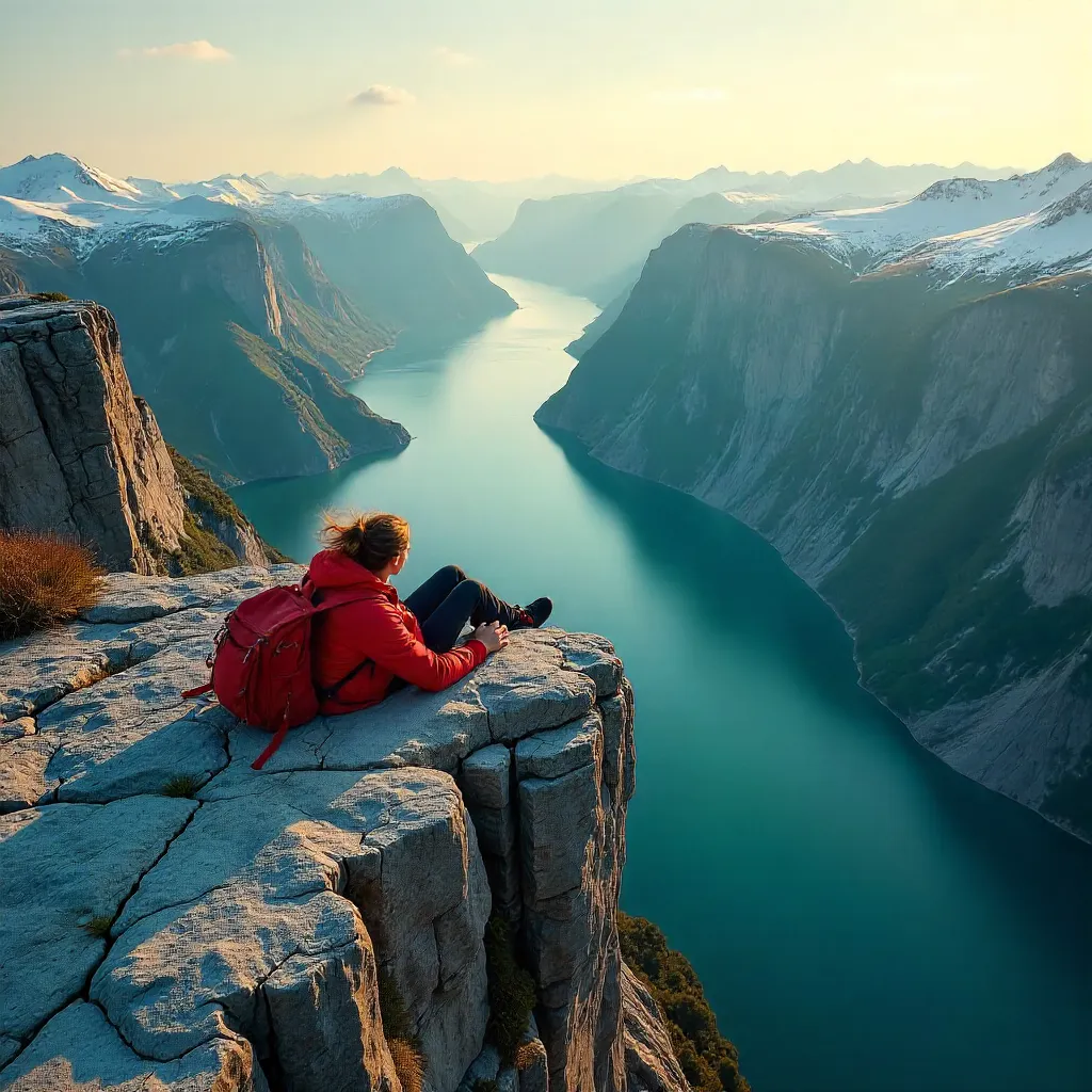 Lying on Trolltunga: Norway Fjord Vista