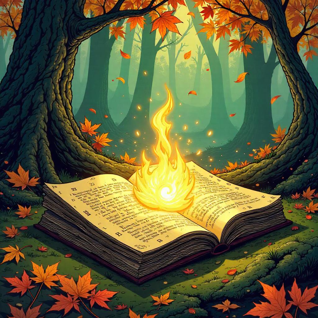Autumn Echoes: The Mystical Tome in Comic Forest