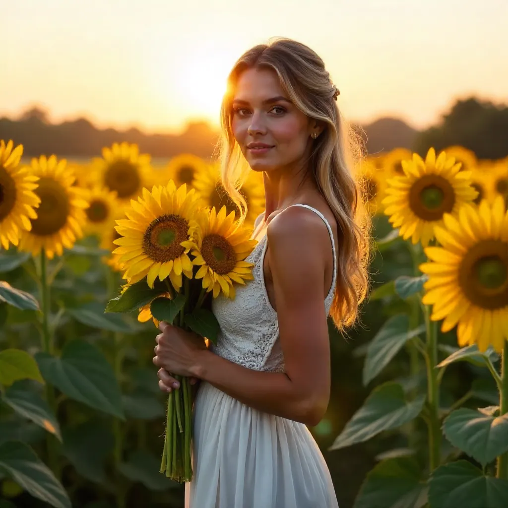 Sunlit Lace Embraces Sunflowers in a Golden Field