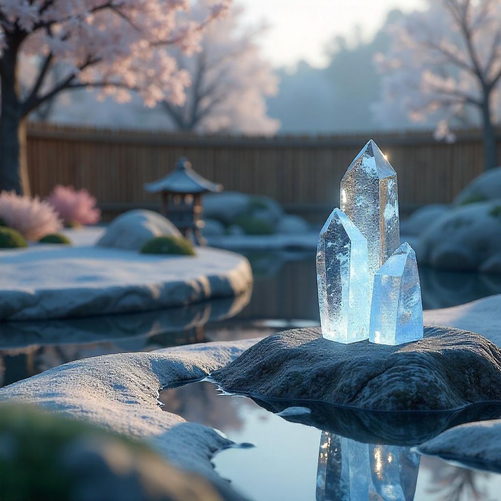 Ice Crystals in a Zen Garden - 3D Render