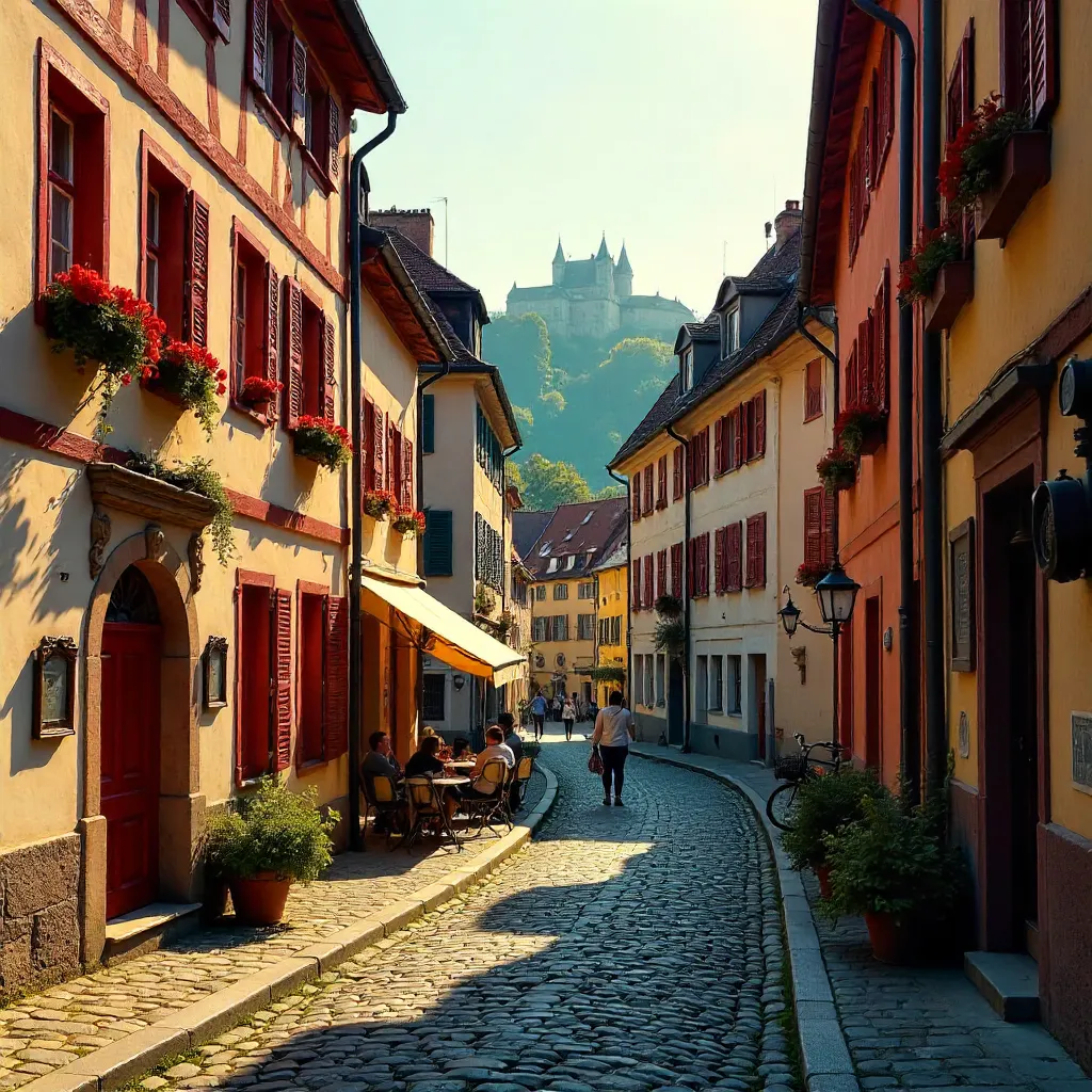 Red Accent Streets of Heidelberg Old Town