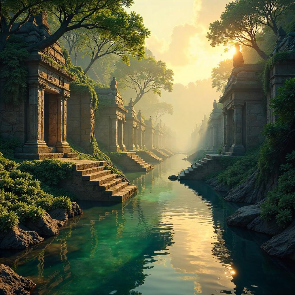 River Through the Lost City: 3D Render