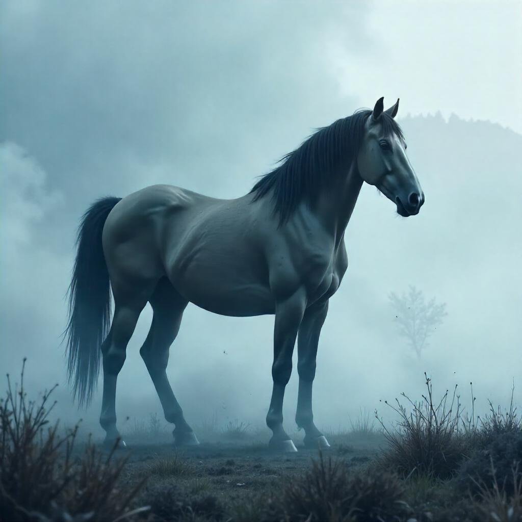 Dense Fog Horse: Ethereal Concept Art
