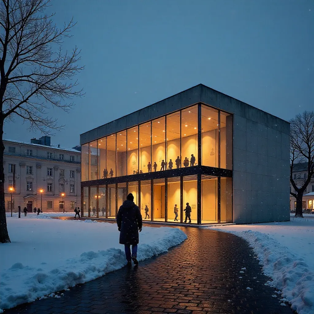 Snowy Night at James-Simon-Galerie