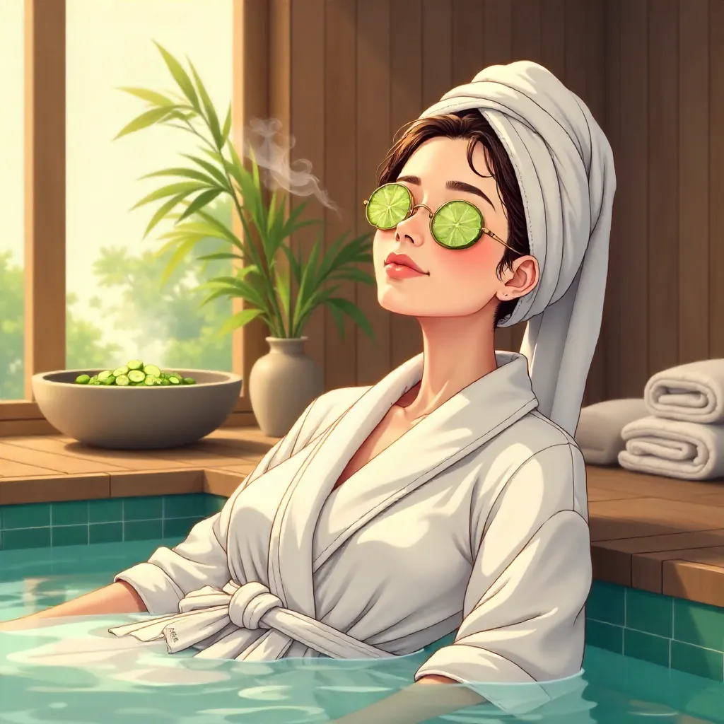 Tranquil Anime Spa Moment: Young Woman Relaxing