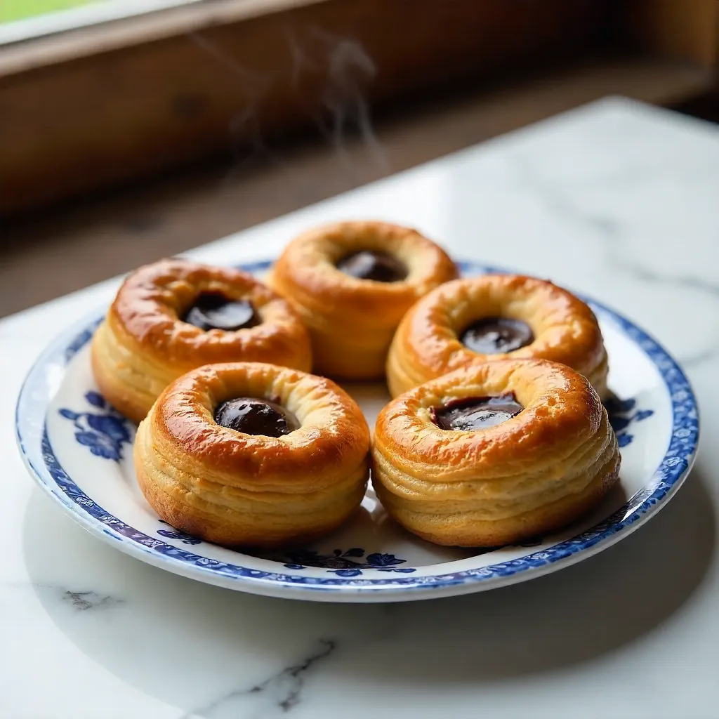 Golden Pain au Chocolat on Marble Surface