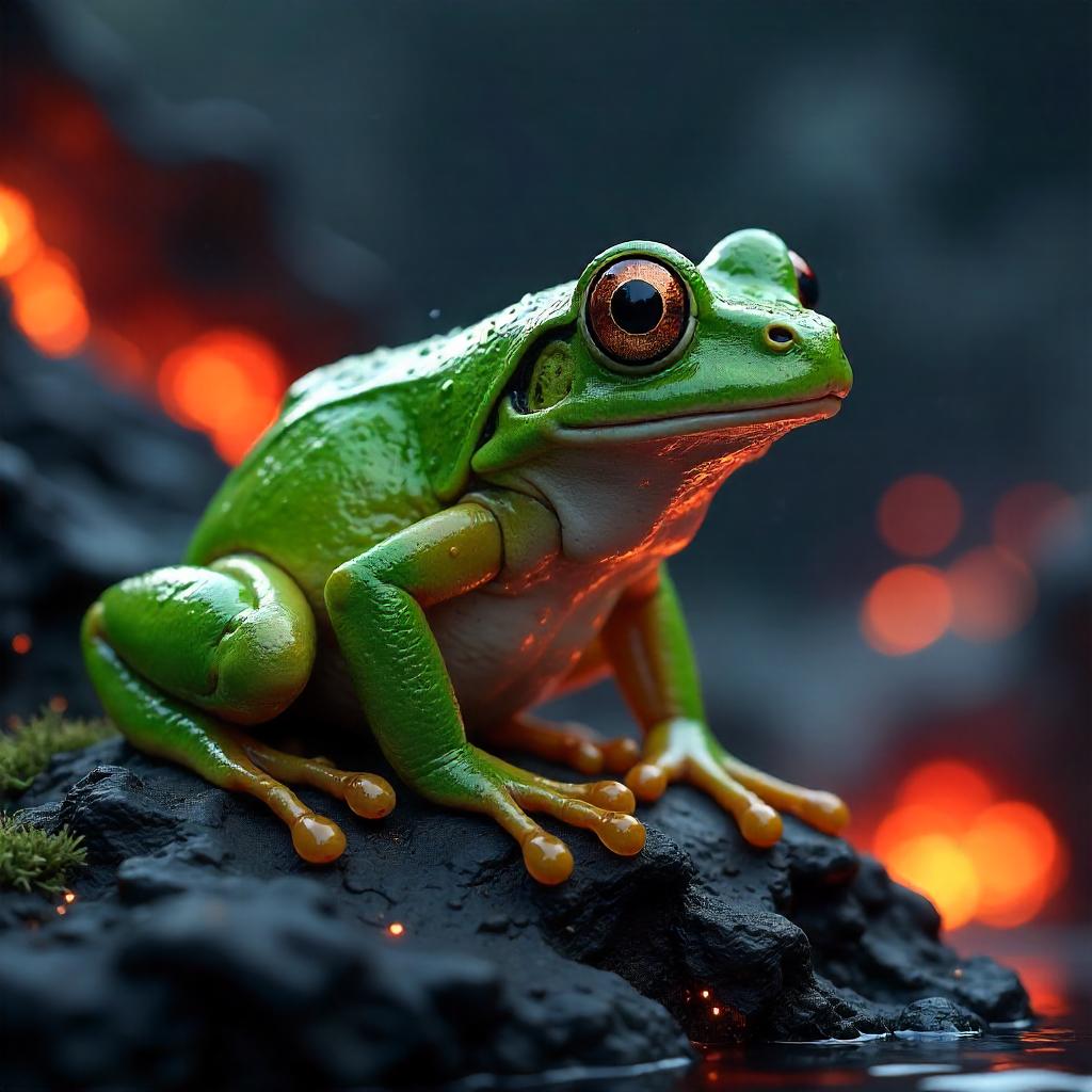 Lava-Glow Frog: 3D Render by the Lava Flow