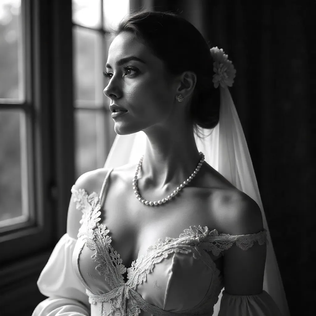 Ethereal Noir Portrait of an Elegant Woman