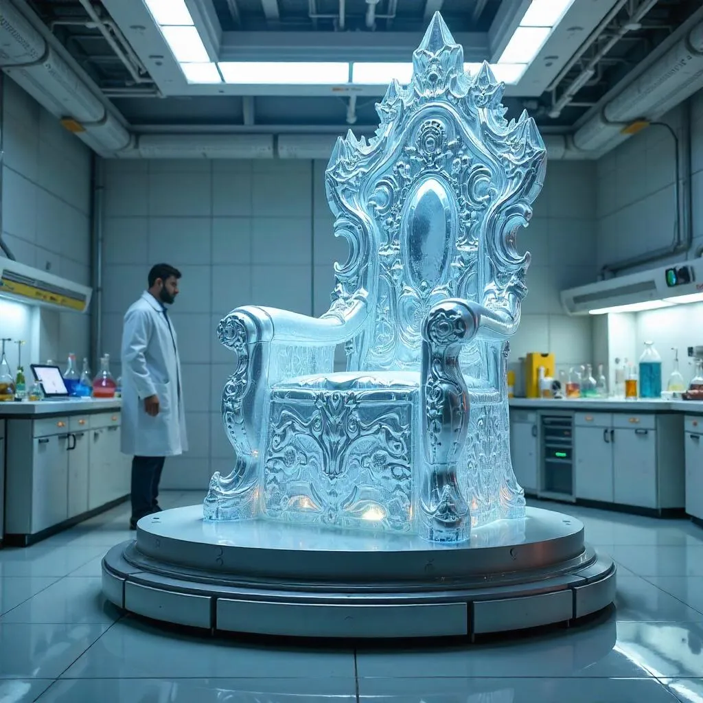 Crystal Throne in a Futuristic Laboratory