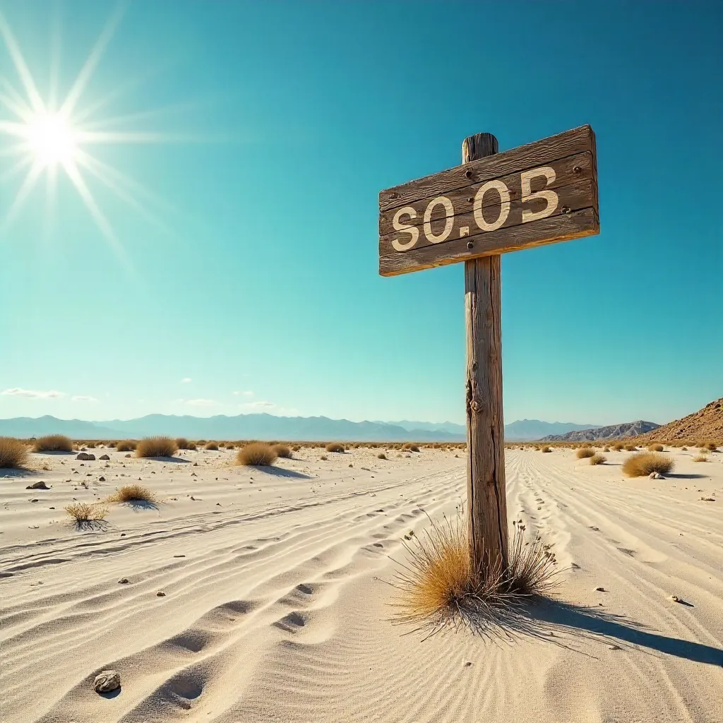 Lone Wooden Signpost in a Quiet Desert