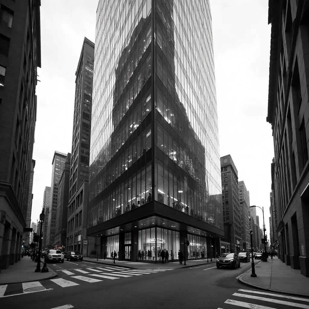 Monochrome Urban Office Building Exterior