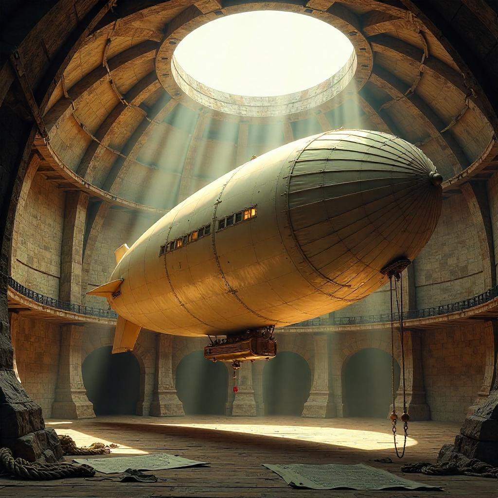 Photorealistic Airship Inside a Windmill