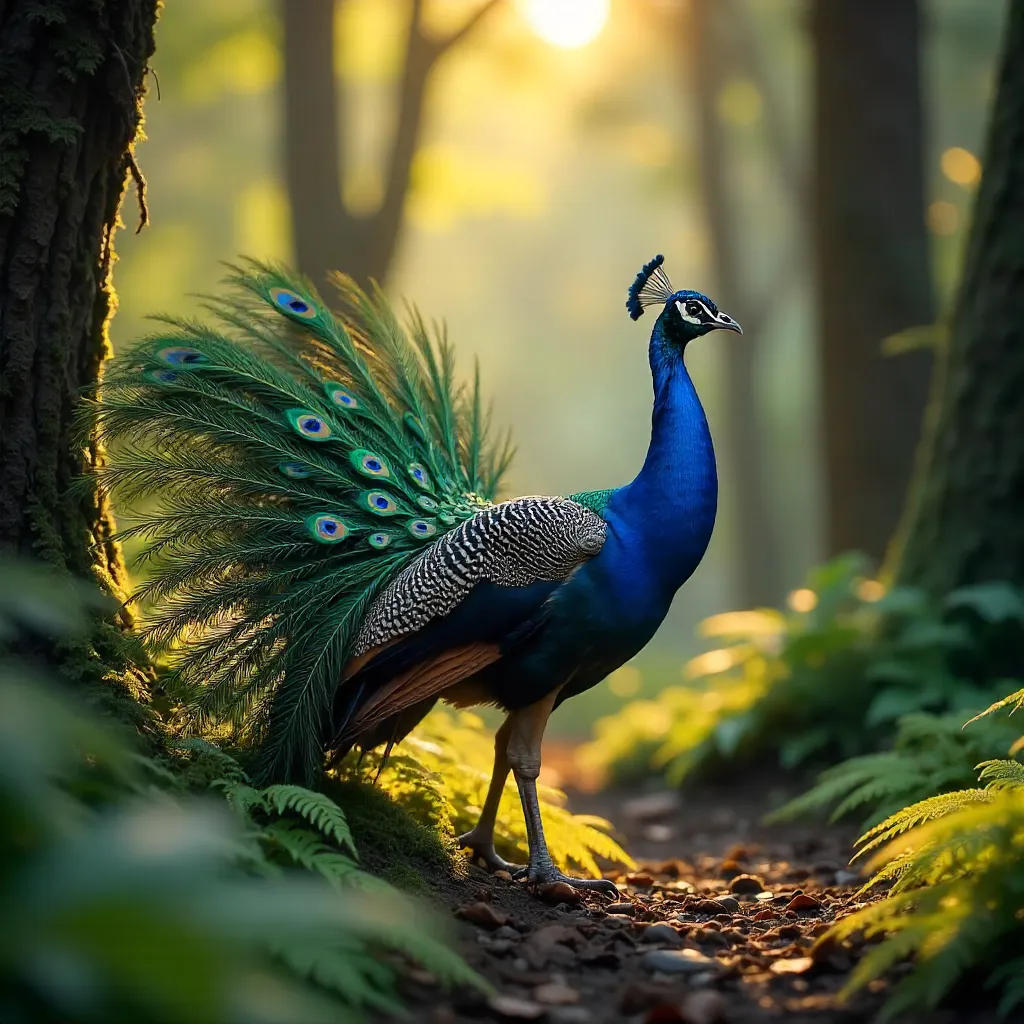 Peacock in a Chilean Emerald Forest
