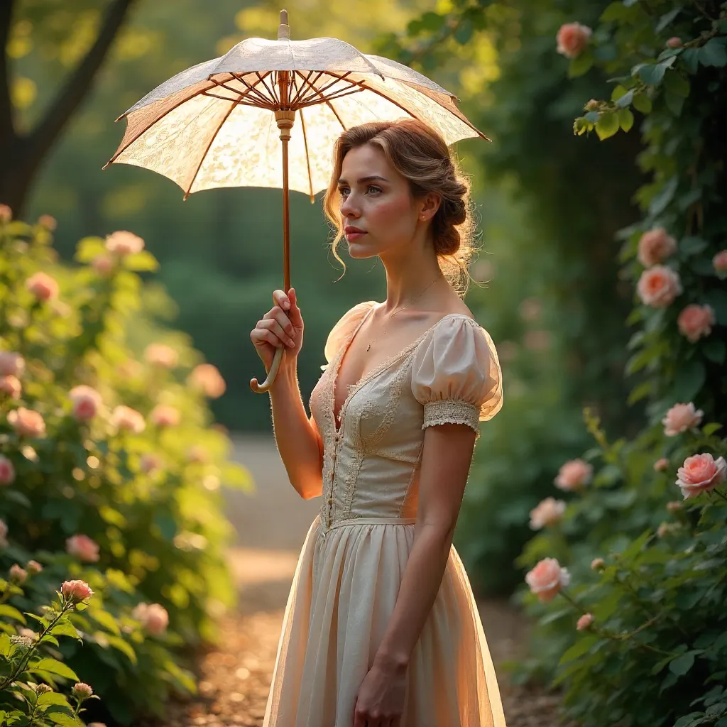 Romantic Garden Parasol in Vintage Dress