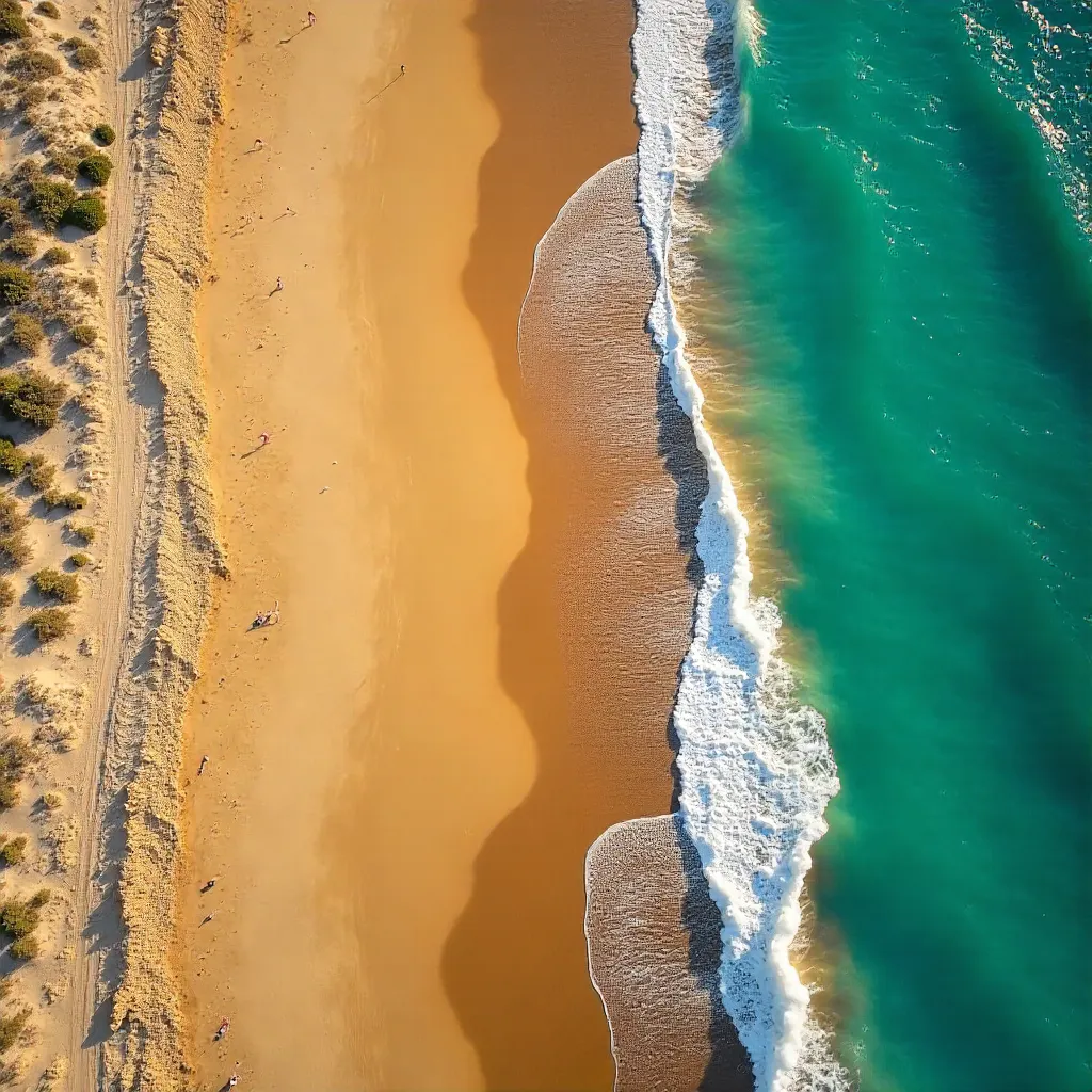 Aerial Texture: Sand Meets Sea at the Shoreline