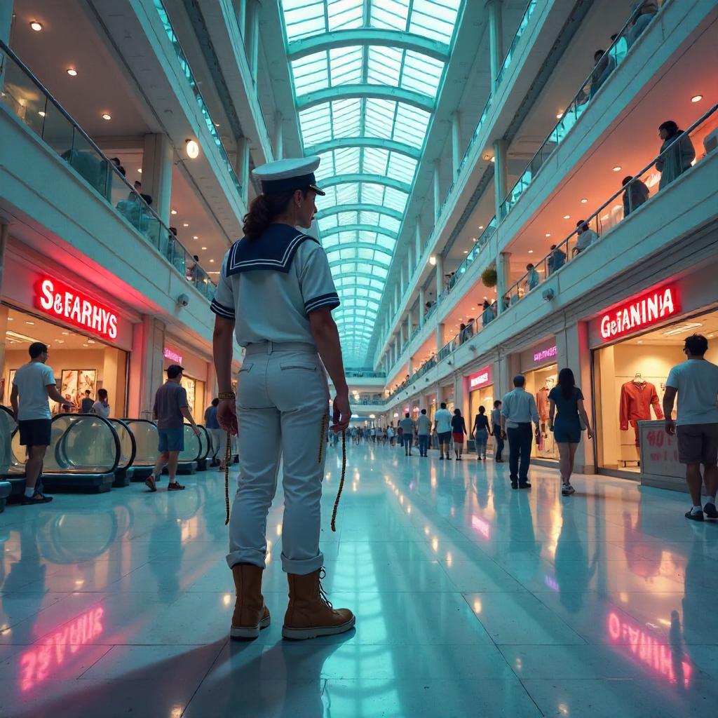 Sailor in the Neon Shopping Mall