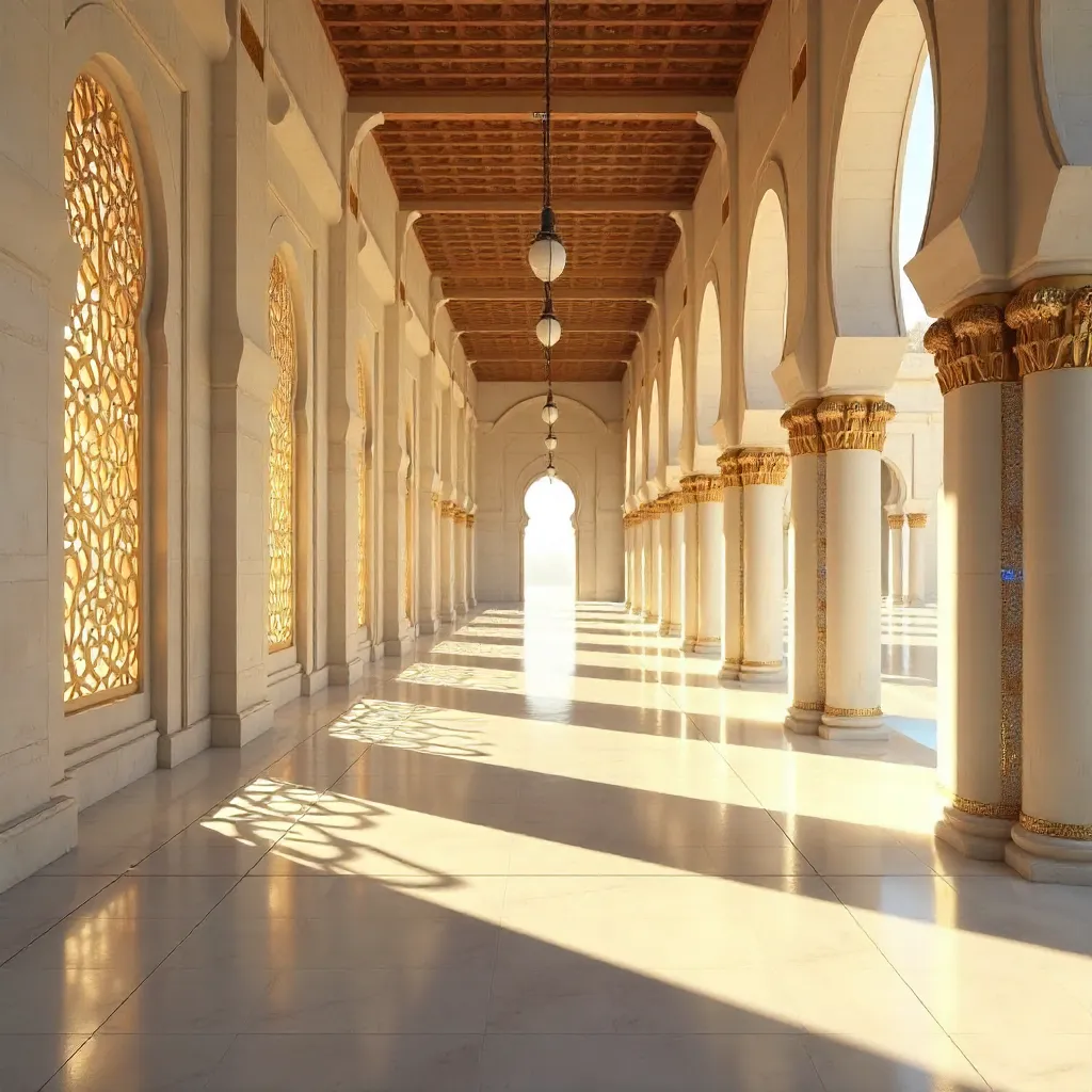 Sunlit Corridor at Sultan Qaboos Grand Mosque