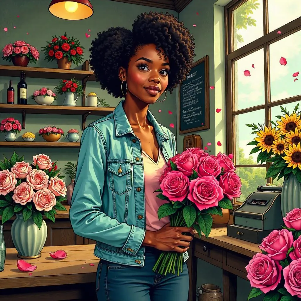 Petals and Power: A Young Black Woman in a Flower Shop