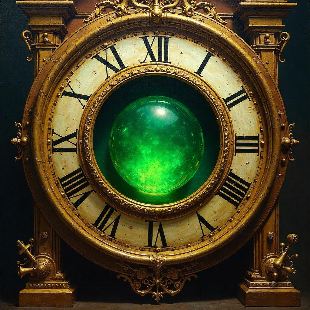 Infinity Stone in a Giant Clock: An Oil Painting