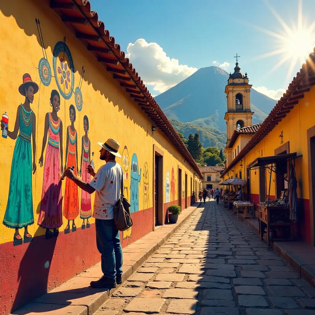 Antigua Street Artist Mural: Culture on a Wall