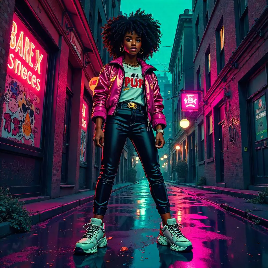 Urban Chic Heroine in Neon City