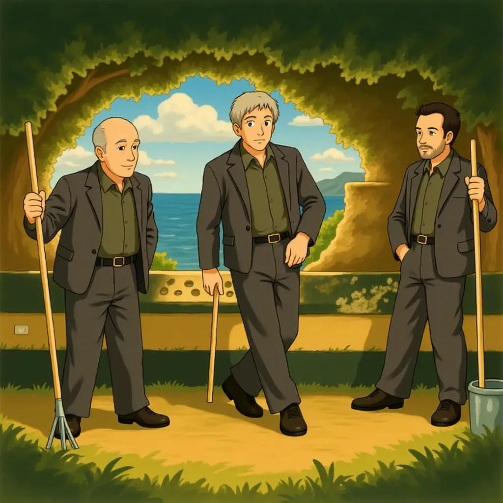 Mickey Rooney, Dick Van Dyke, and Bill Cobbs in Night at the Museum (2006) - Anime style