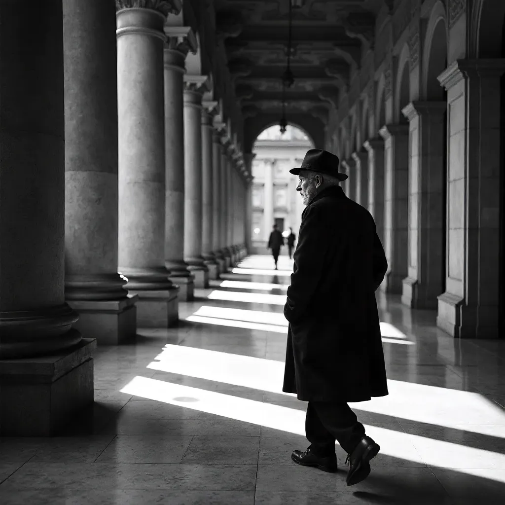 Silent Steps in a Marble Colonnade