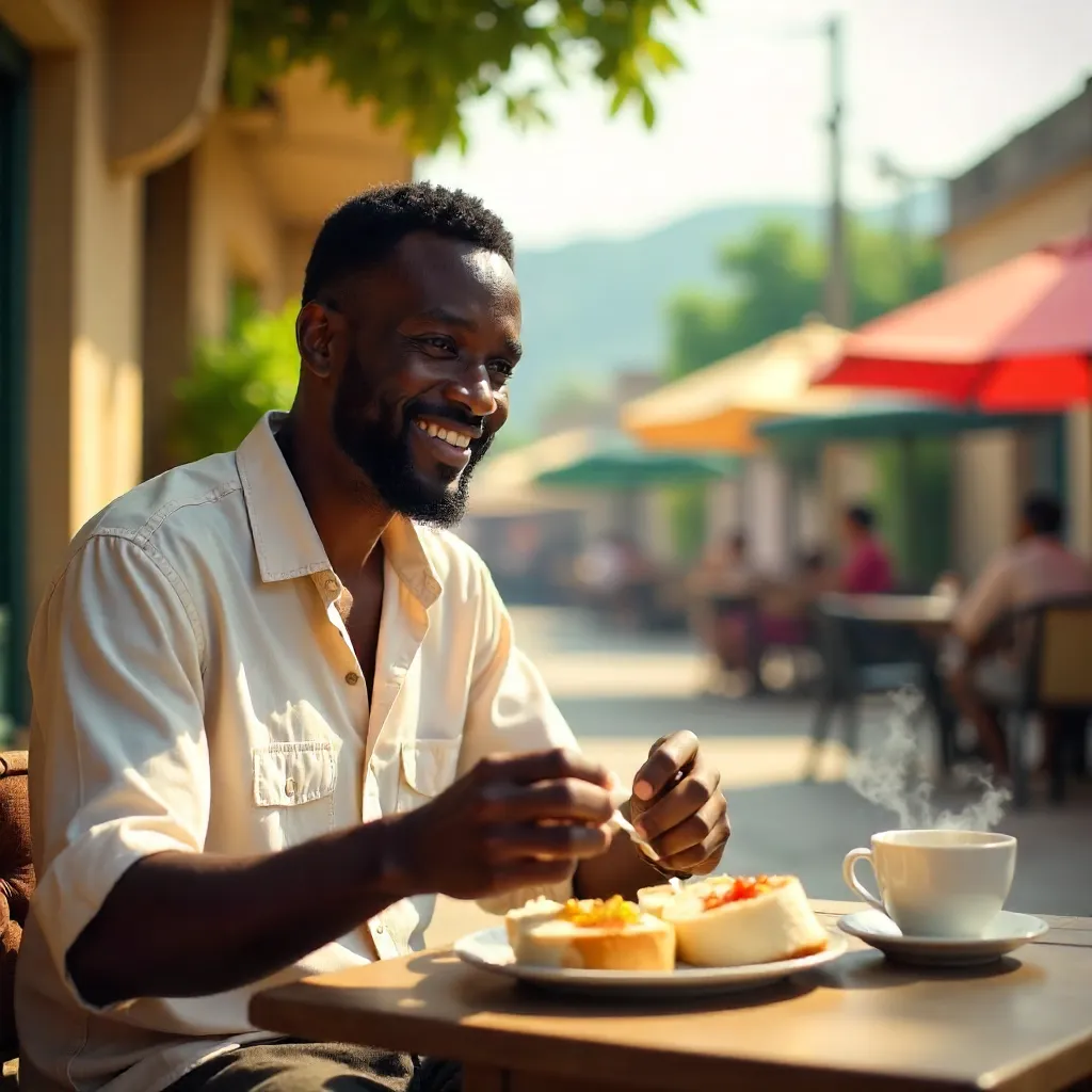 Morning Breakfast in Abuja: Bread and Tea Outdoors