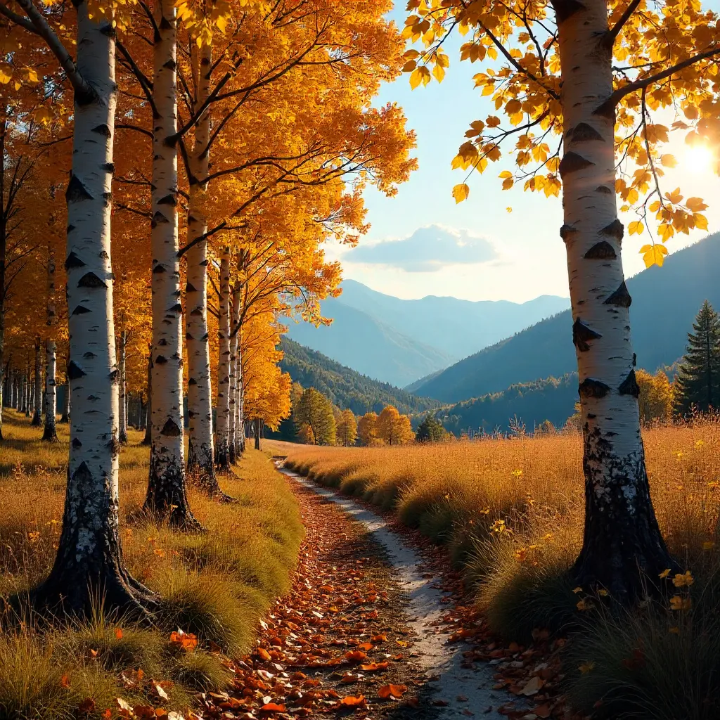 Golden Birch Path in Čajniče, Bosnia and Herzegovina