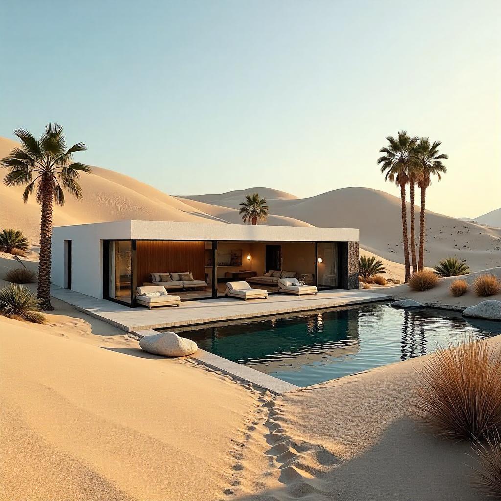 Desert Mansion Surrounded by Golden Dunes