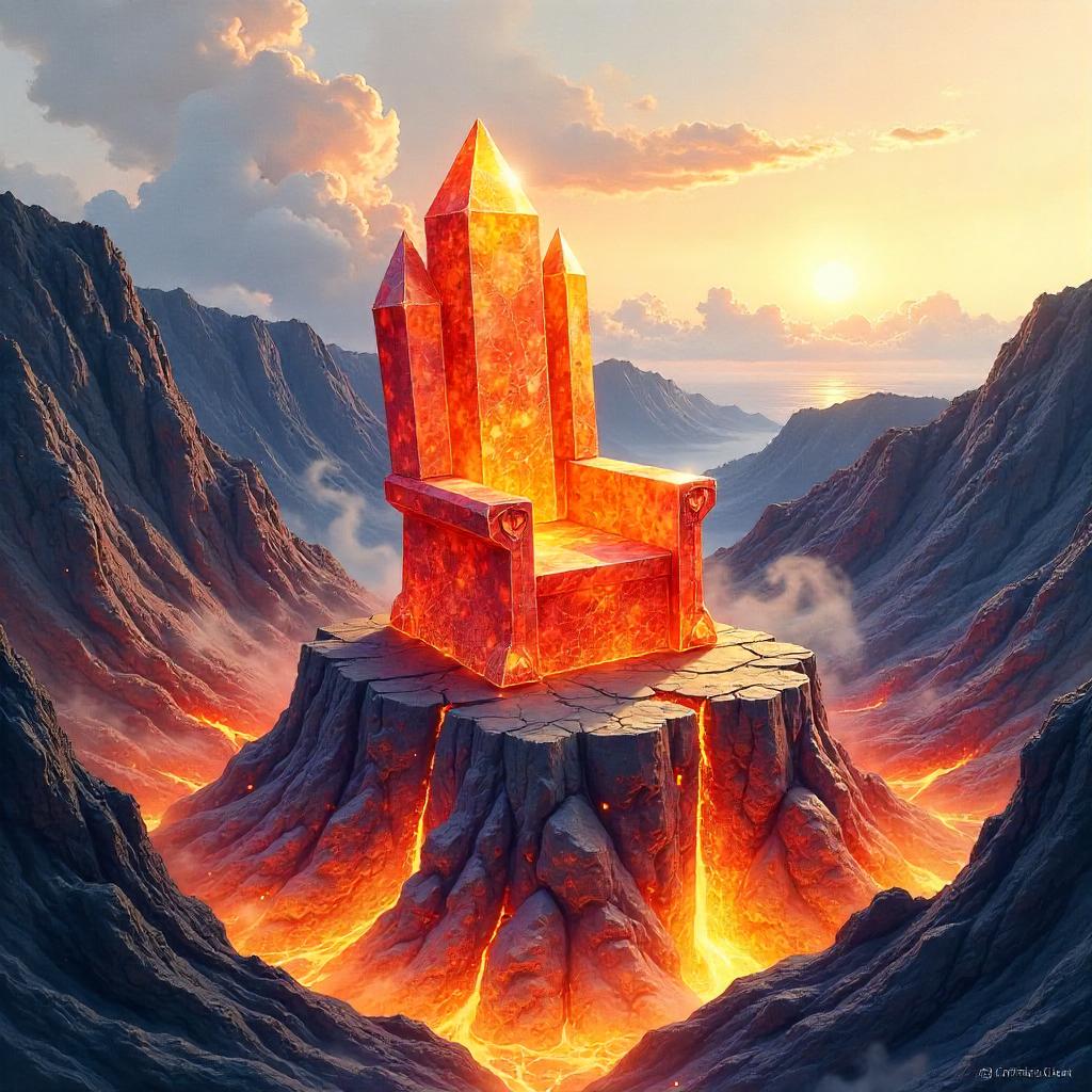 Crystal Throne in a Volcanic Crater (Watercolor)