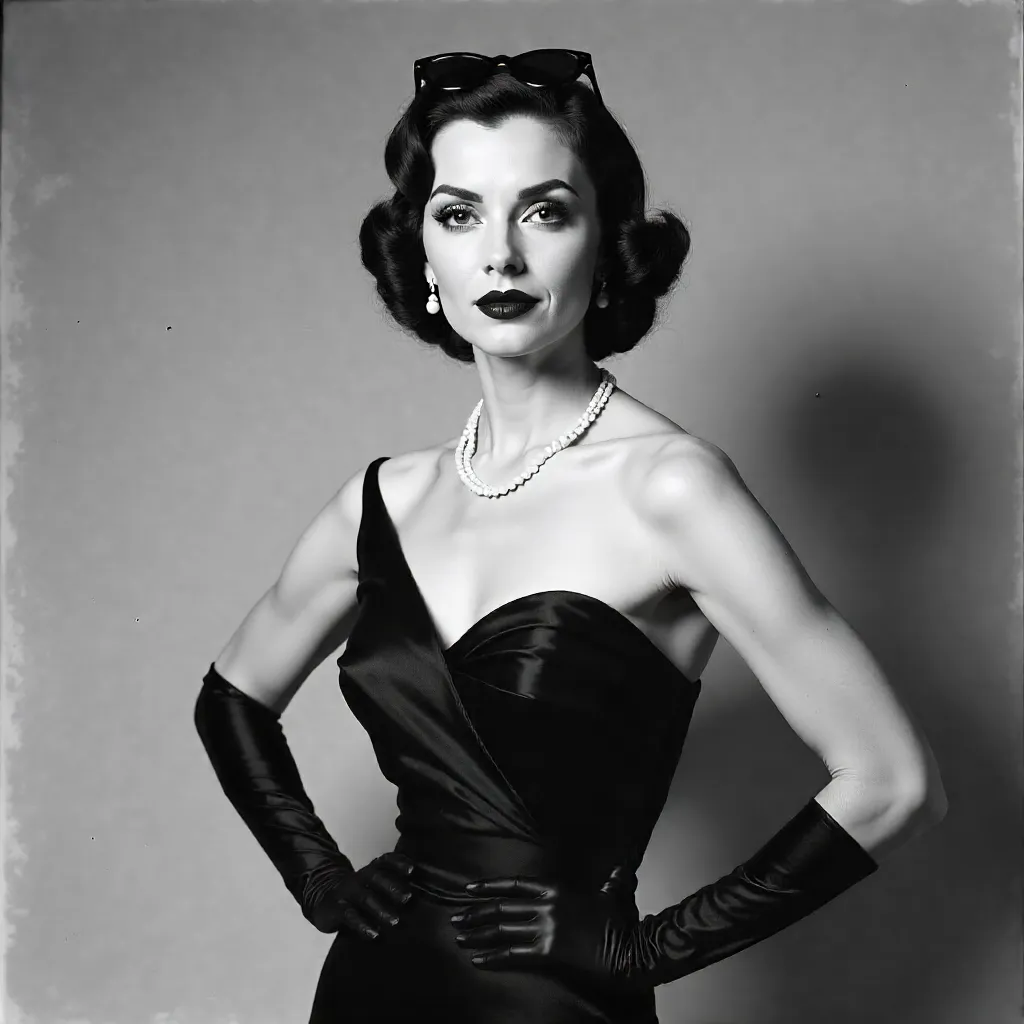 Elegantly Noir: Retro Fashion Portrait in Monochrome