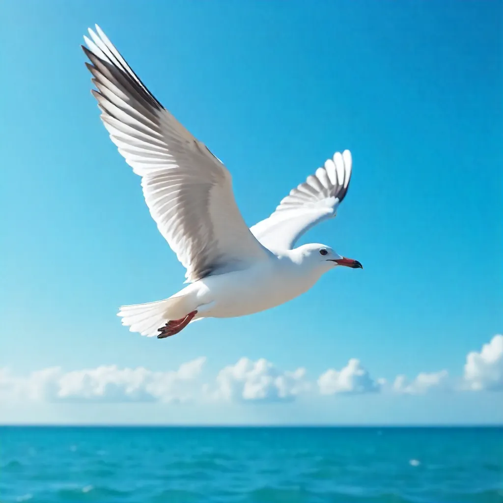 Seagull Glide in a Cloudless Azure Sky