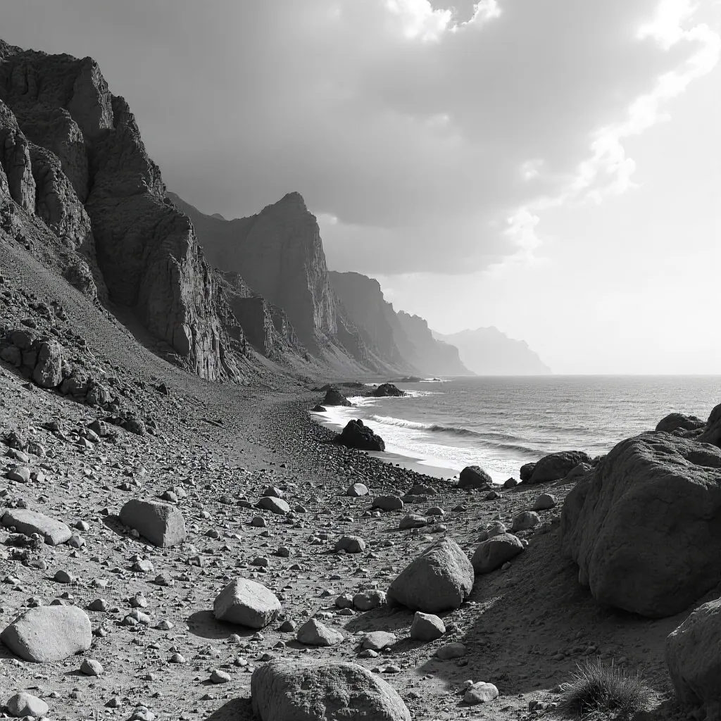 Monochrome Sinai: Rugged Mountains and Red Sea Coast