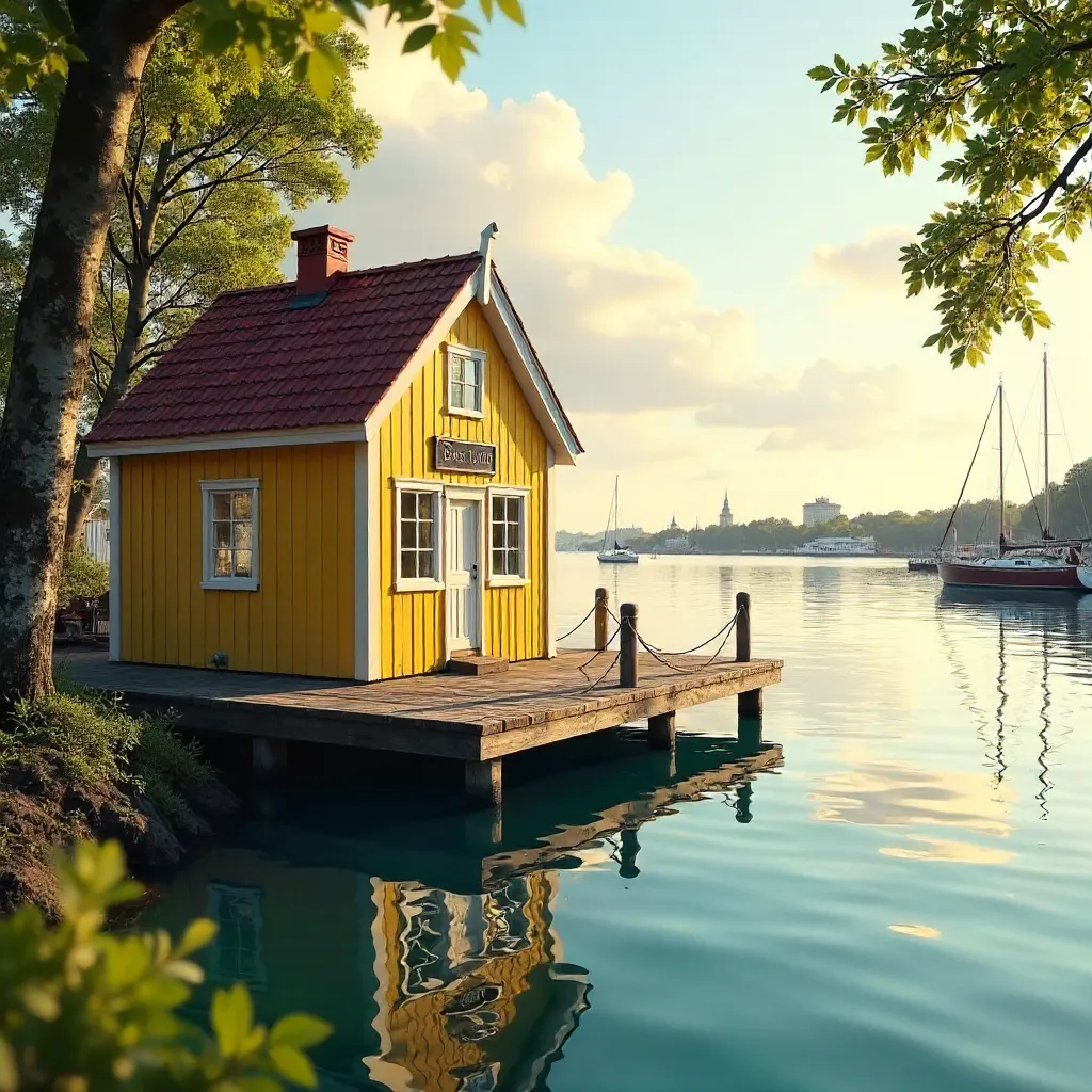 Yellow Harbour Office by Stockholm's Calm Waters