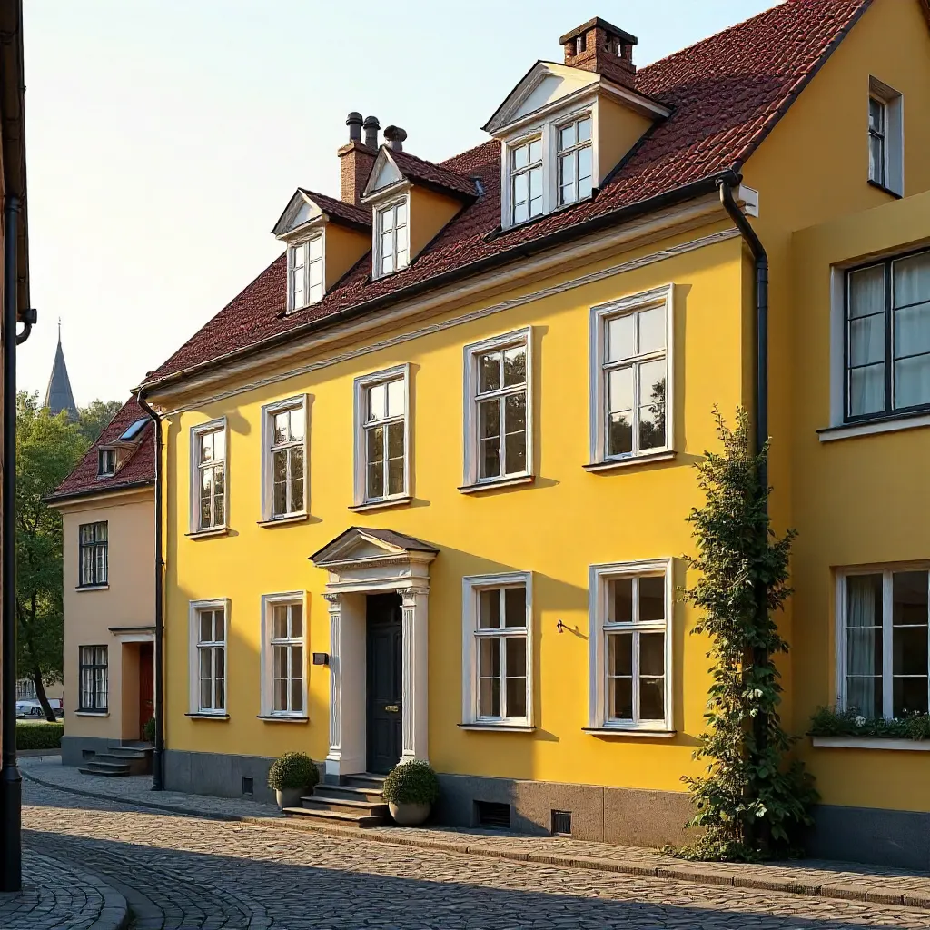 Charming Yellow Facade in Uppsala: Classic Swedish Style