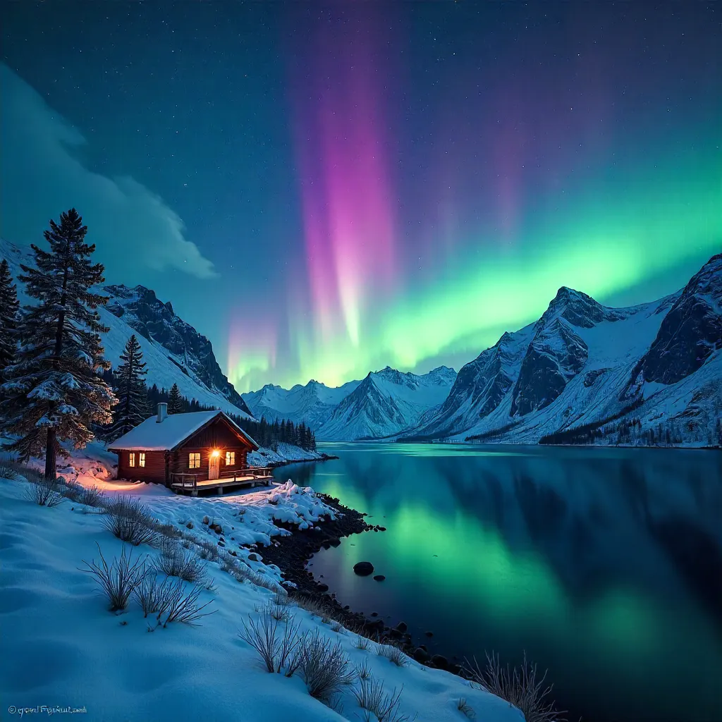 Aurora over Norway: Starry Night Reflections