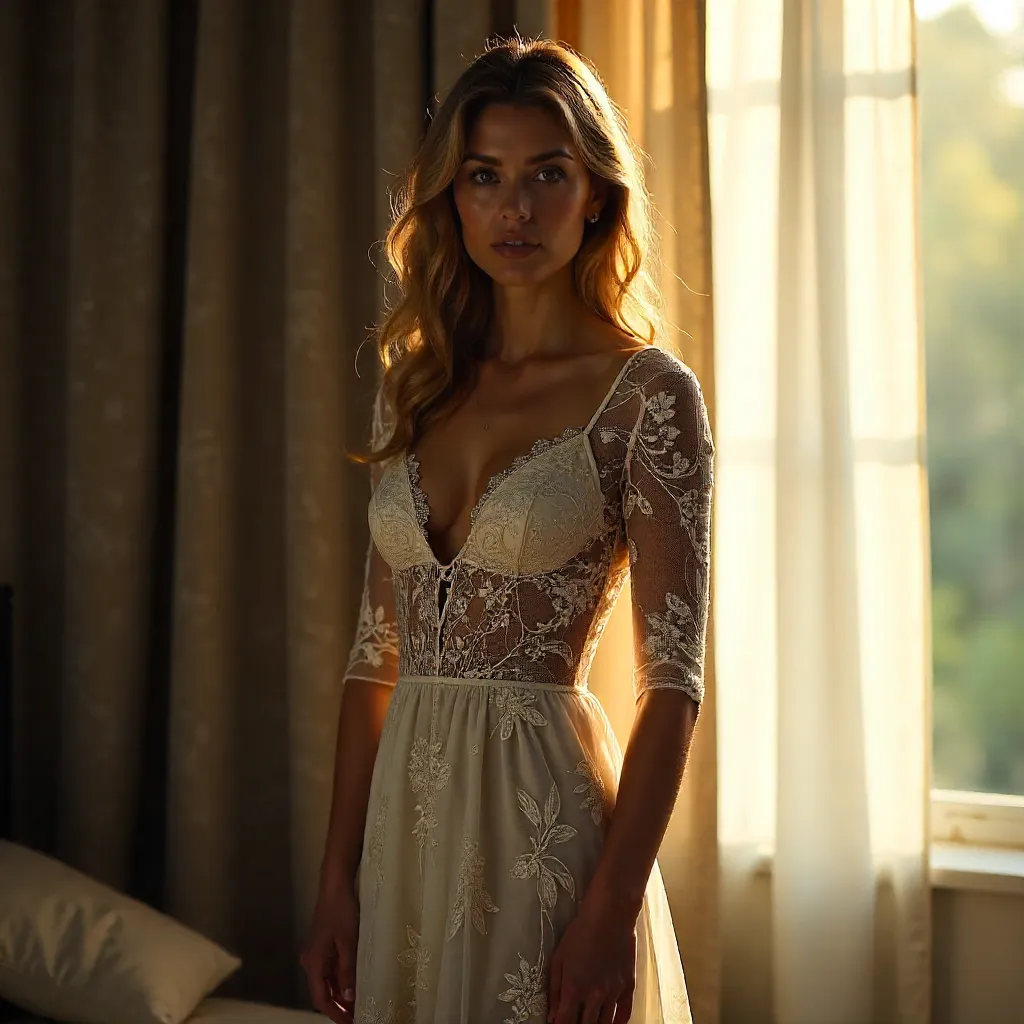 Elegance and Mystery in White Lace Portrait