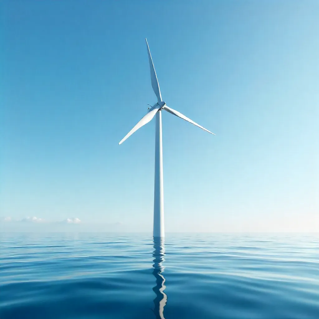 Solitary Wind Turbine in a Calm Open Sea