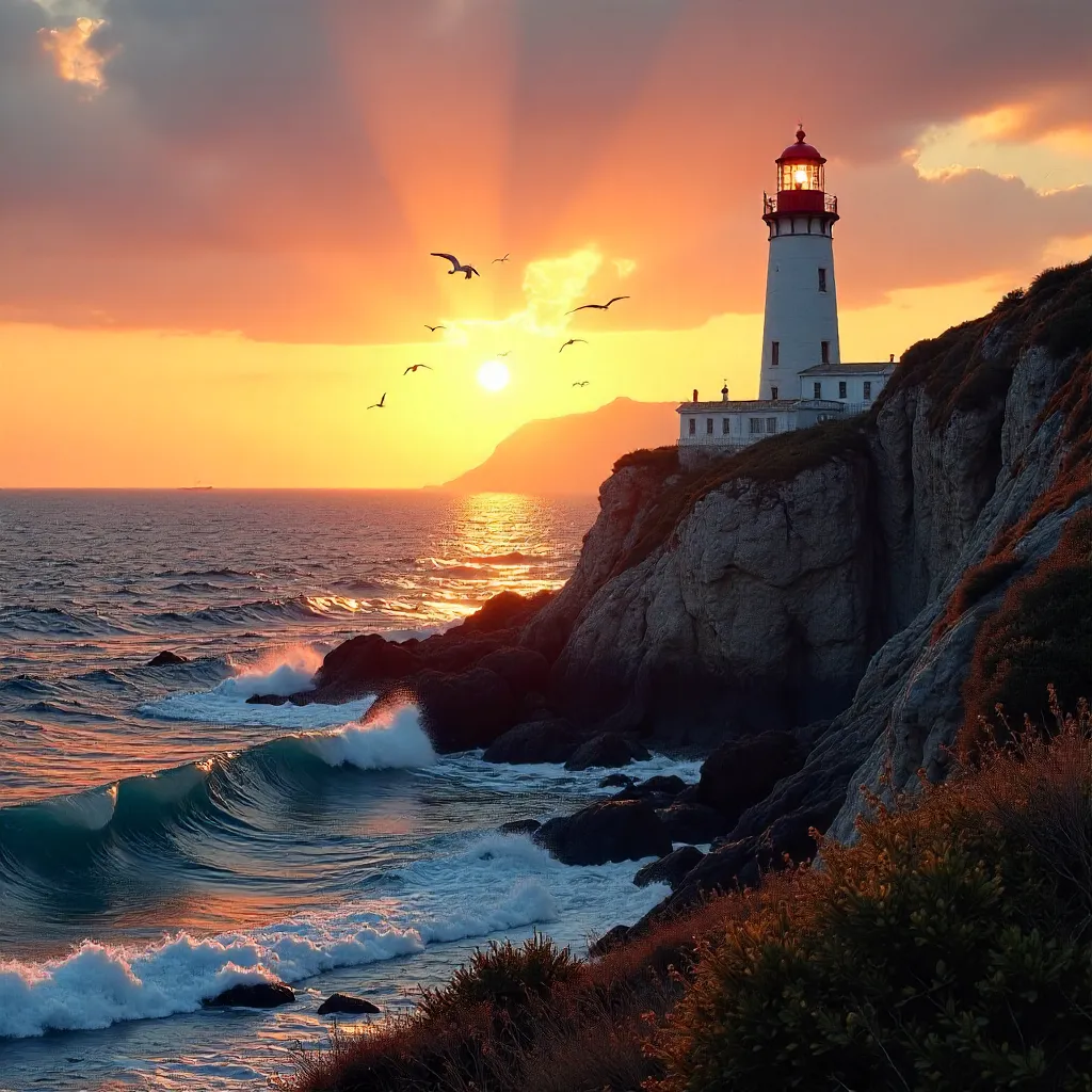 Sunset Over Europa Point Lighthouse, Gibraltar