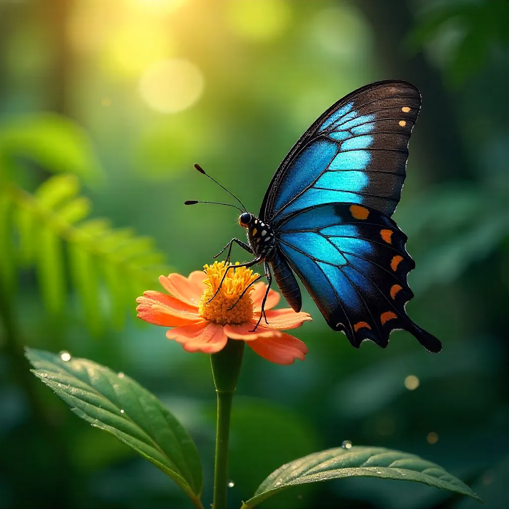 Butterfly on a Wildflower in Java's Jungle