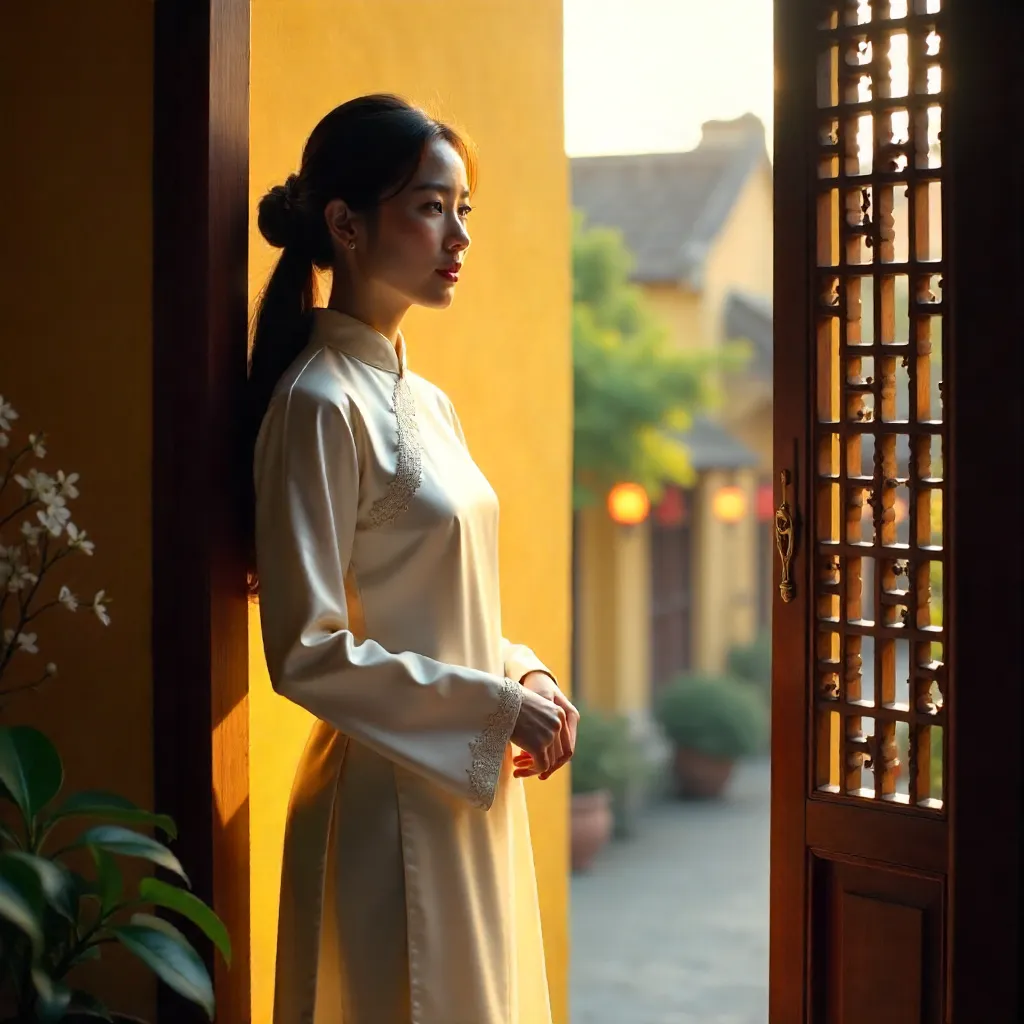 Ao Dai Grace by a Window in Hội An