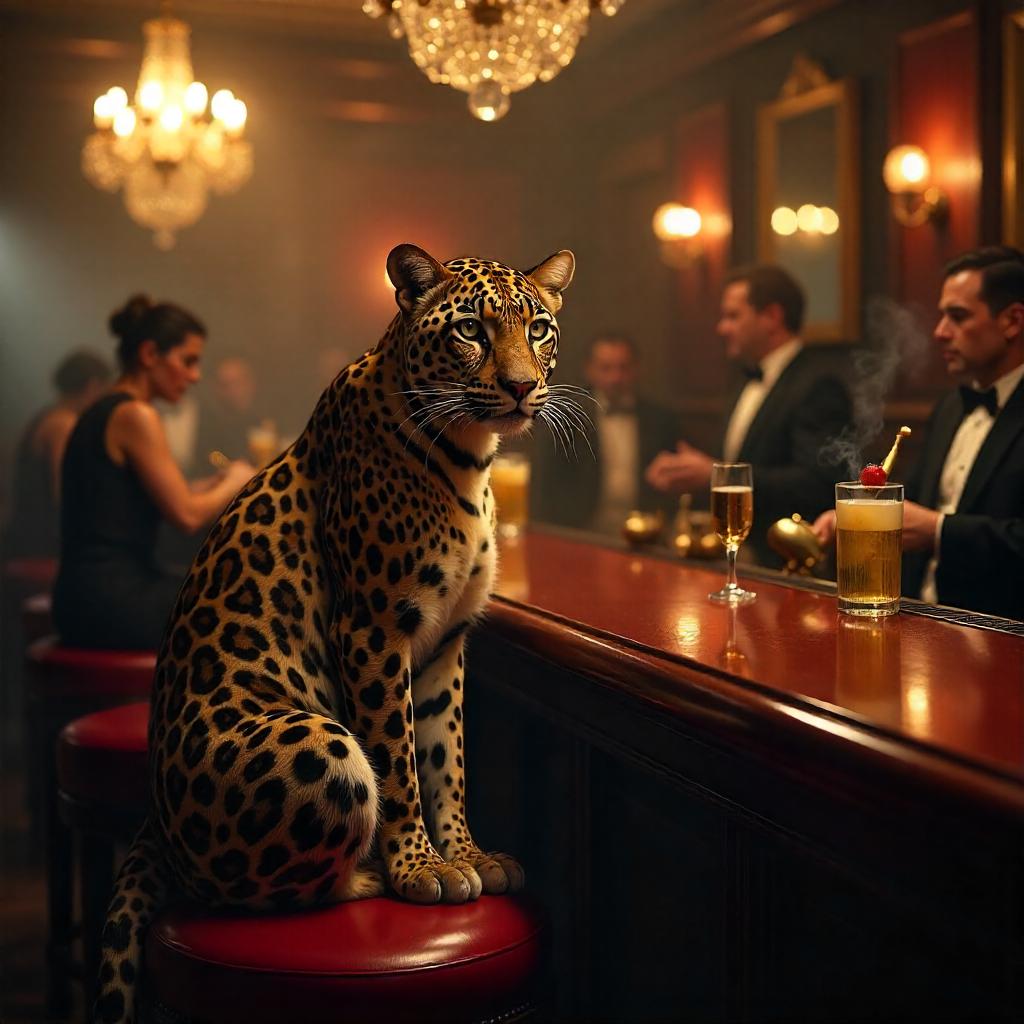 Leopard at a 1920s Speakeasy